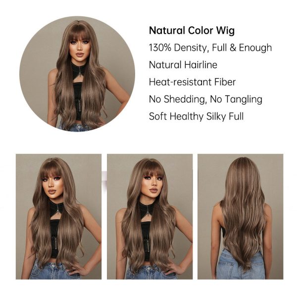 24 Inch Mushroom Brown Caramel Body Wave Wig with Bangs – Synthetic Hair 24 Inch Mushroom Brown Caramel Body Wave Wig with Bangs – Synthetic Hair