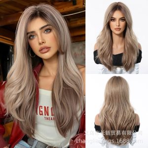 Honey Blonde Balayage Long Wavy Wig with Bangs – Golden Sun-Kissed Synthetic Hair Honey Blonde Balayage Long Wavy Wig with Bangs – Golden Sun-Kissed Synthetic Hair
