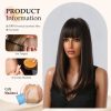 Dark Brown Caramel Balayage Long Straight Wig with Bangs – Warm Highlighted Synthetic Hair Dark Brown Caramel Balayage Long Straight Wig with Bangs – Warm Highlighted Synthetic Hair
