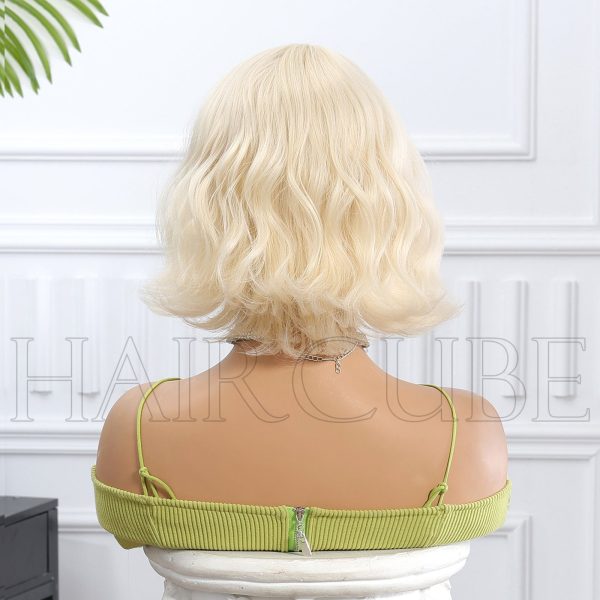 Platinum Blonde Short Bob Wig with Bangs – Uniform Icy Tone Body Wave 10 Inch
