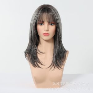 Silver Grey Medium Wavy Wig – Steel Cool-Tone Synthetic Hair Silver Grey Medium Wavy Wig – Steel Cool-Tone Synthetic Hair