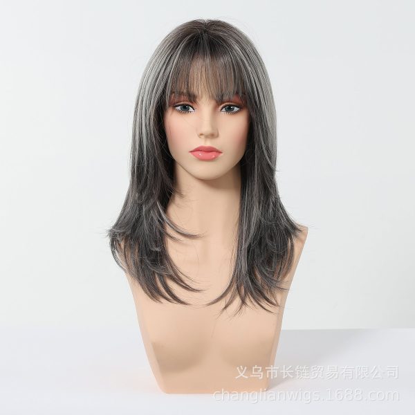 Silver Grey Medium Wavy Wig – Steel Cool-Tone Synthetic Hair Silver Grey Medium Wavy Wig – Steel Cool-Tone Synthetic Hair