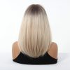 14 Inch Ash Blonde Short Bob Wig with Bangs – Sleek Cool-Tone Synthetic Hair