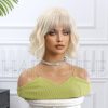Platinum Blonde Short Bob Wig with Bangs – Uniform Icy Tone Body Wave 10 Inch