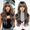 24 Inch Ash Brown Body Wave Wig with Bangs – Caramel Synthetic Hair 24 Inch Ash Brown Body Wave Wig with Bangs – Caramel Synthetic Hair