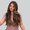 24 Inch Medium Brown Wavy Wig – Caramel Highlight Synthetic Hair 24 Inch Medium Brown Wavy Wig – Caramel Highlight Synthetic Hair