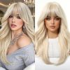 22 Inch Ash Blonde Wavy Wig with Bangs – Layered Synthetic Hair 22 Inch Ash Blonde Wavy Wig with Bangs – Layered Synthetic Hair