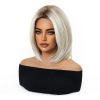 12 Inch Platinum Ash Blonde Short Bob Wig with Bangs - Layered Synthetic Hair 12 Inch Platinum Ash Blonde Short Bob Wig with Bangs – Layered Synthetic Hair