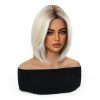 12 Inch Platinum Ash Blonde Short Bob Wig with Bangs - Layered Synthetic Hair 12 Inch Platinum Ash Blonde Short Bob Wig with Bangs – Layered Synthetic Hair